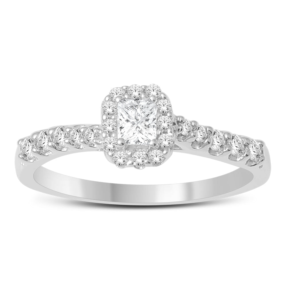 14K White Gold 0.50CT Diamond Engagement Ring