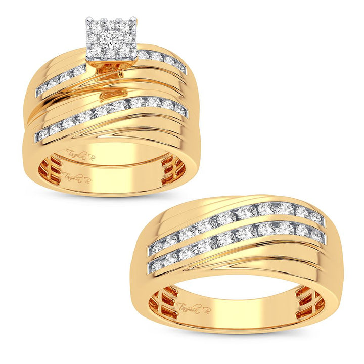 14K Yellow Gold 1.13CT Diamond Trio Bridal Set