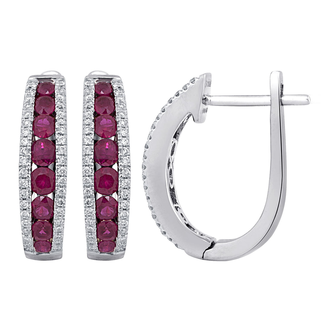 18K White Gold 0.28CT Diamond Ruby Earrings