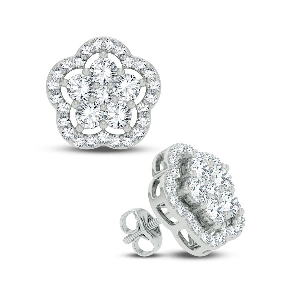 14K White Gold 2.00CT Diamond Earrings