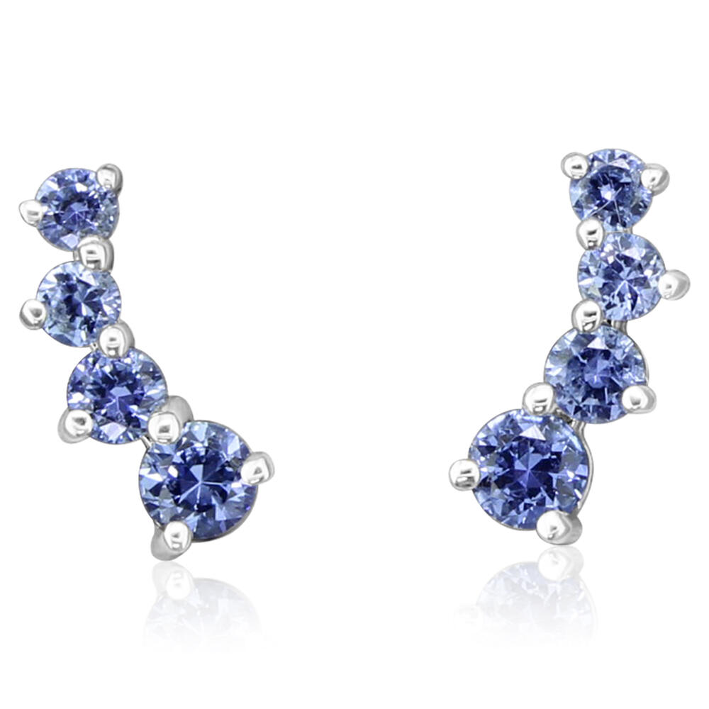 14K White Gold Yogo Sapphire Earrings