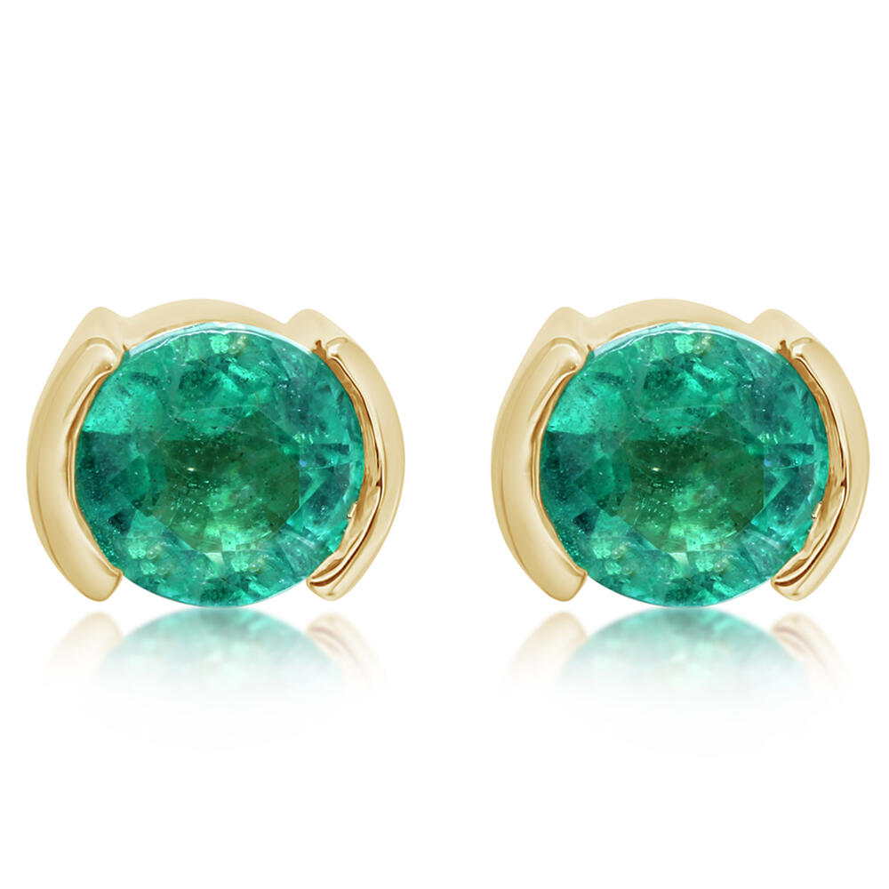 14K Yellow Gold Brazilian Emerald Earrings