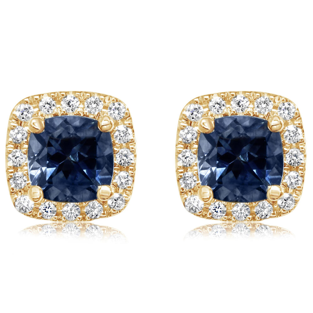 14K Yellow Gold Montana Sapphire/Diamond Earrings