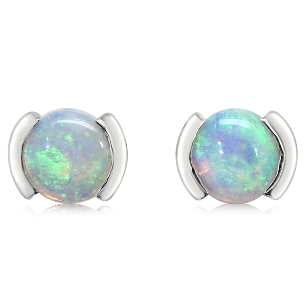 14K White Gold Australian Opal Earrings