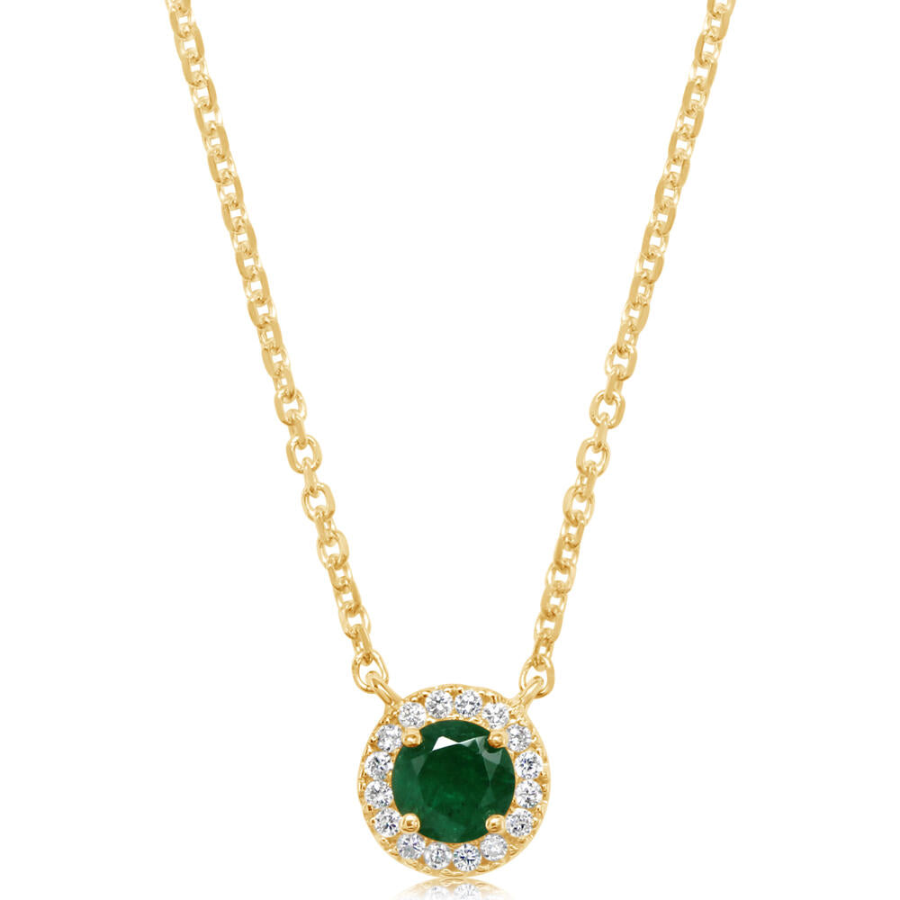 14K Yellow Gold Brazilian Emerald/Diamond Neckpiece