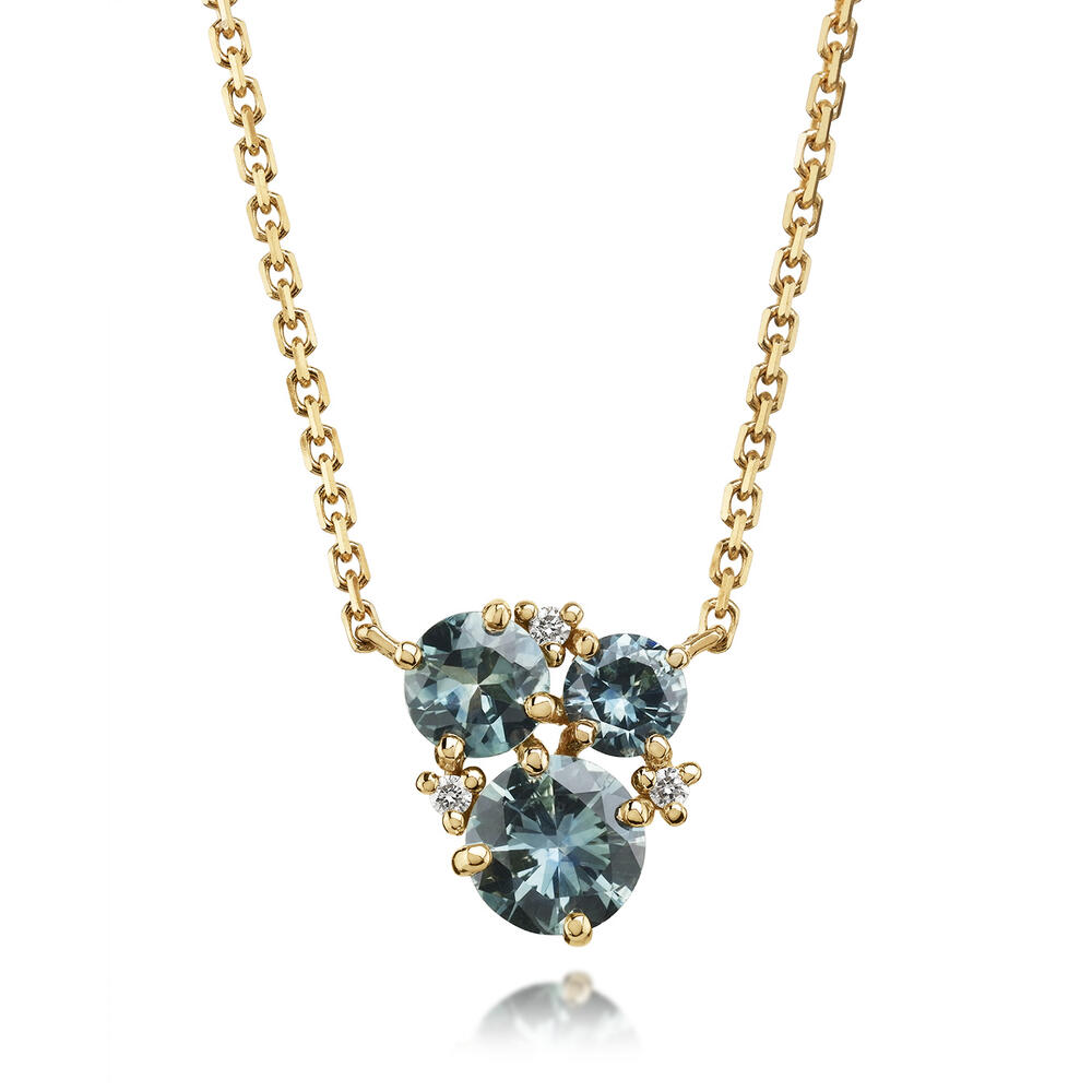 14K Yellow Gold Montana Sapphire/Diamond Neckpiece