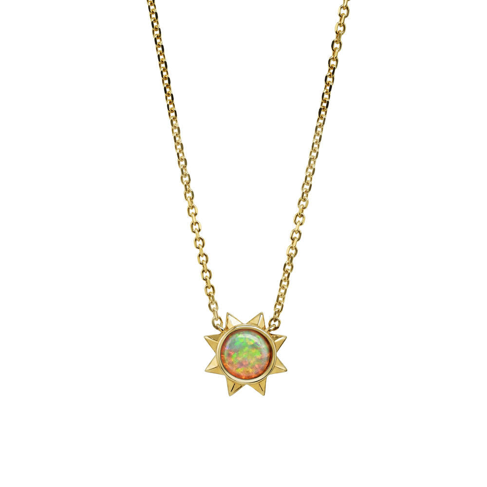 14K Yellow Gold Australian Opal Sun Neckpiece