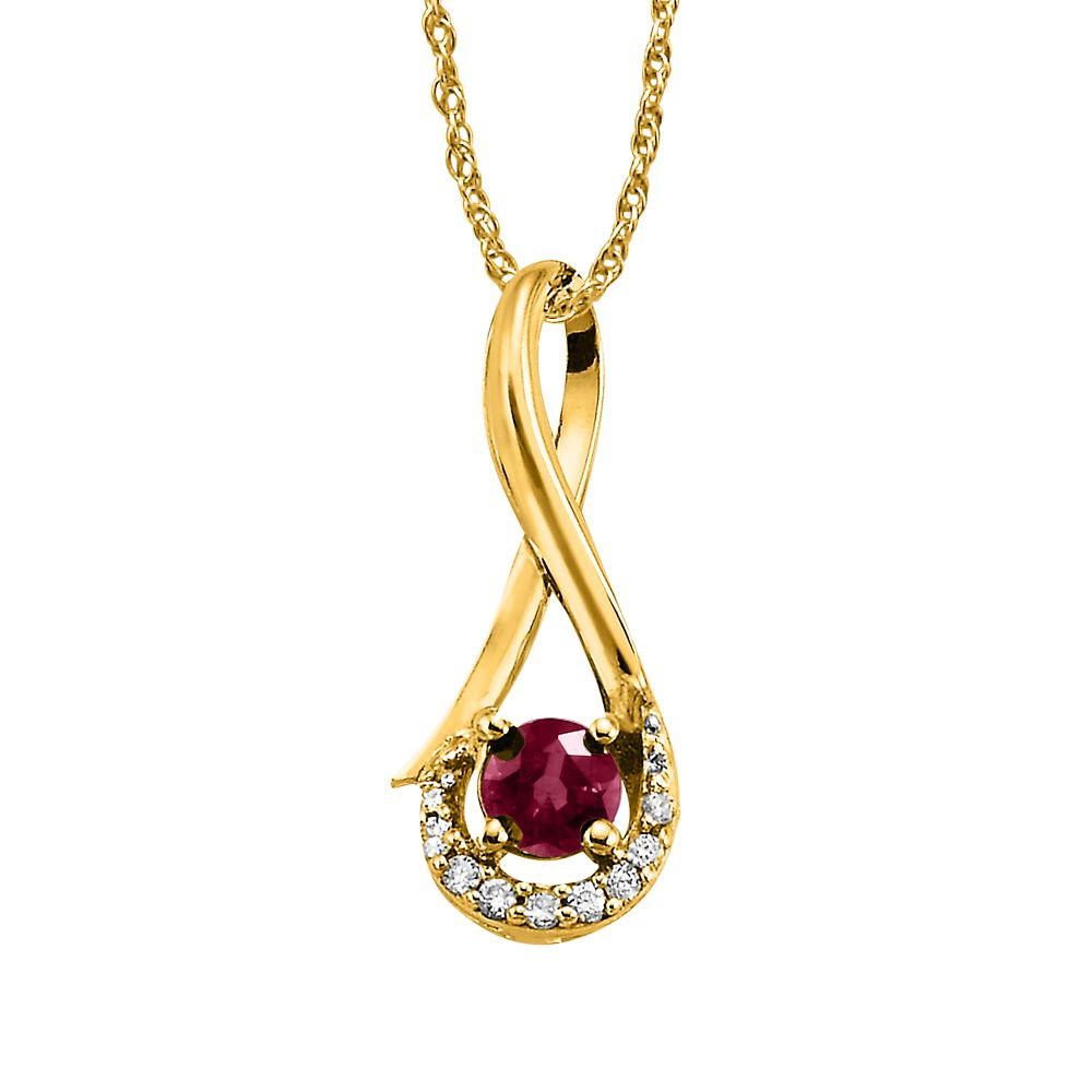 14K Yellow Gold Ruby/Diamond Pendant