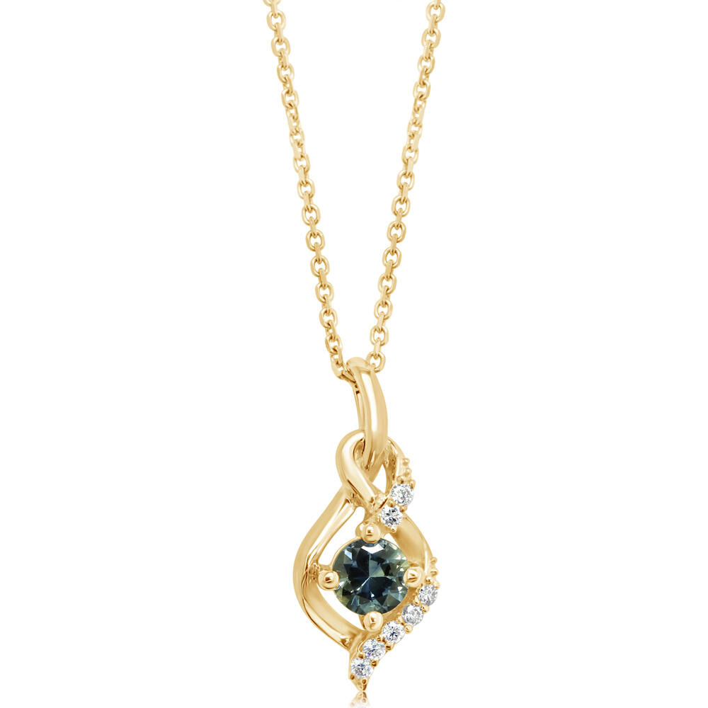 14K Yellow Gold Montana Sapphire/Diamond Pendant