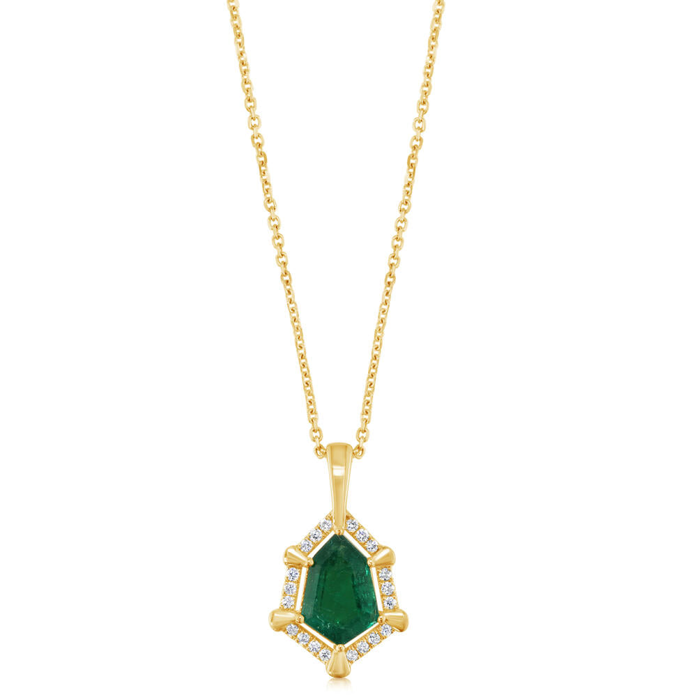 18K Yellow Gold Zambian Emerald/Diamond Pendant