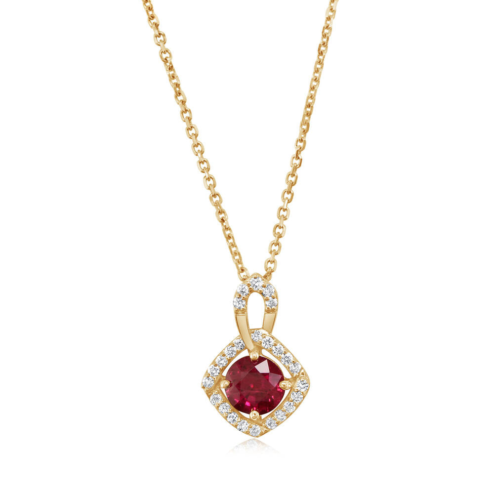 18K Yellow Gold Ruby/Diamond Pendant