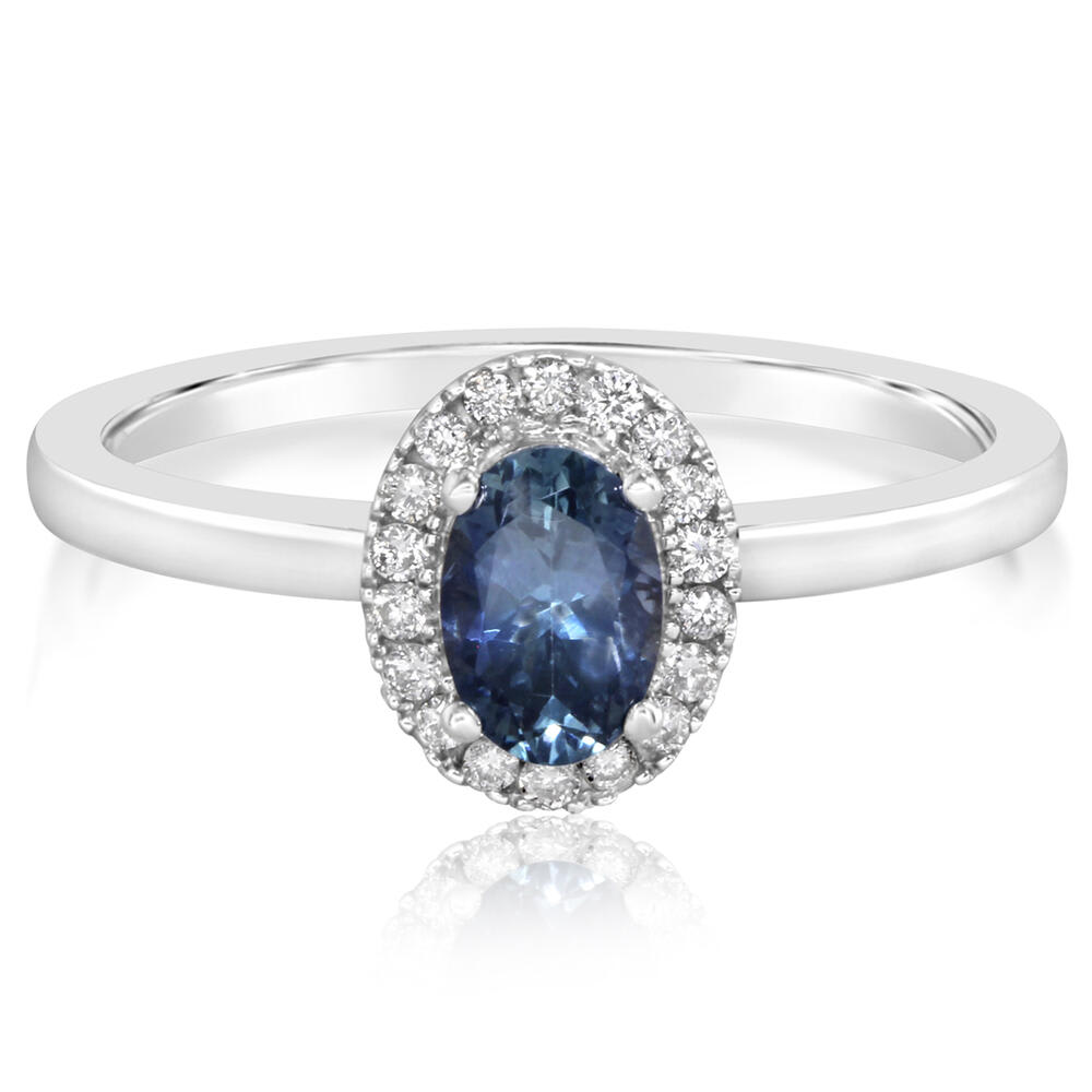 14K White Gold Montana Sapphire/Diamond Ring