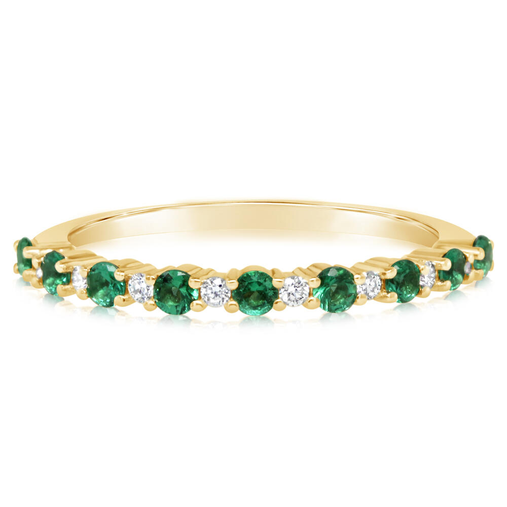 14K Yellow Gold Emerald/Diamond Ring