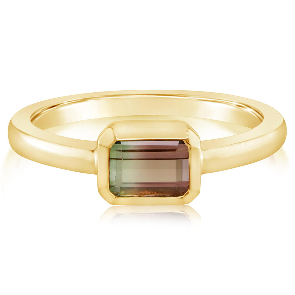 14K Yellow Gold Bi-Color Tourmaline Ring