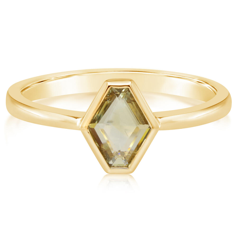 14K Yellow Gold Diamond Shape Cut Montana Sapphire Ring