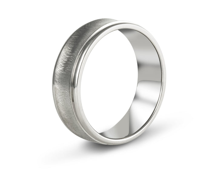 Minimal Distressed Titanium With Polished Edges: Concave Profile. 7mm