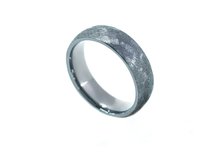 Minimal Distressed-Etched Titanium: 6.5mm. Comfort-Fit.